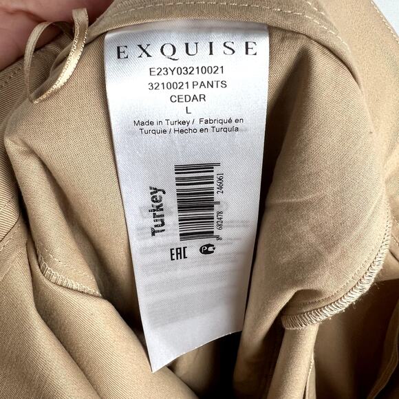 Anthropologie‎ Exquise Tan Pleated Trousers Neutral Minimalist Workweae size L - Picture 7 of 12